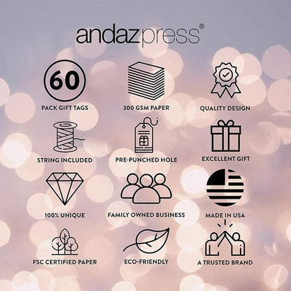 Andaz Press Kraft Brown Christmas Holiday Season Classic Gift Tags, North Pole Express Delivery to from Classic Favor Tags, Snowflake Design, for Holiday Events, Parties, and Favors, 60-Pack