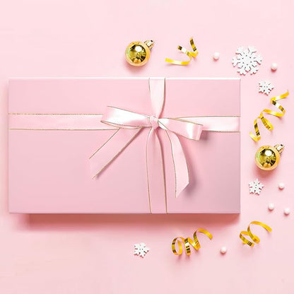 LIFELUM Pink Gift Boxes with Lids for Presents 5 Pack 13.85x8.35x4.45 Inch Gift Boxes with Ribbon,Card,Shredded Paper Filler Magnetic Gift Box for Wedding Gifts