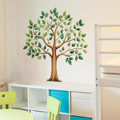 Large Green Tree Wall Decals, Watercolor Green Plant Tree Wall Stickers for Kids Bedroom Nursery Living Room Home Wall Decor, 39.4 x 43.5 inches
