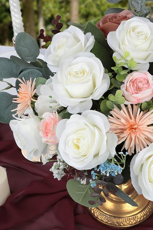50pcs Roses Artificial Flowers Ivory Silk Roses with Long Stems Fake Flowers for Wedding Bouquet Centerpices Decorations Party Bridal Baby Shower Home Decor
