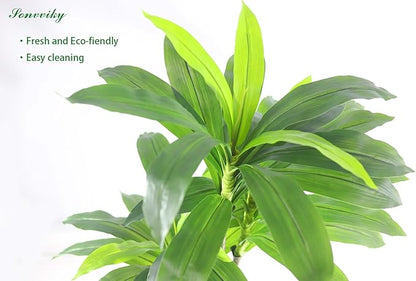 Artificial Plants Indoor-4ft Artificial Dracaena Plant – Fake Tree Realistic Fake Indoor Plant with Zero Maintenance for Home and Office Decor Sonvviky