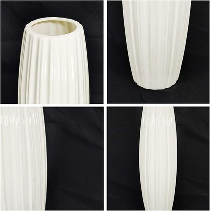 Large Floor Ceramic Tall Vase 28 Inches,White Modern Flower Tall Vases for Office, Home,Farmhouse,Living Room Décor,Simple Origami Design Fall Decorative Porcelain Flower Arrangement Vase Ideal Gift
