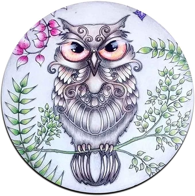 Watercolor Owl Round Coaster Set - Made of Recycled Rubber - Set of 4