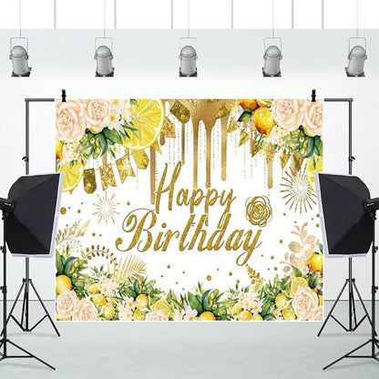 10x8ft Gold Floral Birthday Backdrop, Rose Gold Glitter Bokeh Photography Background Girls Birthday Party Cake Table Decorations Photo Shoot Banner Props