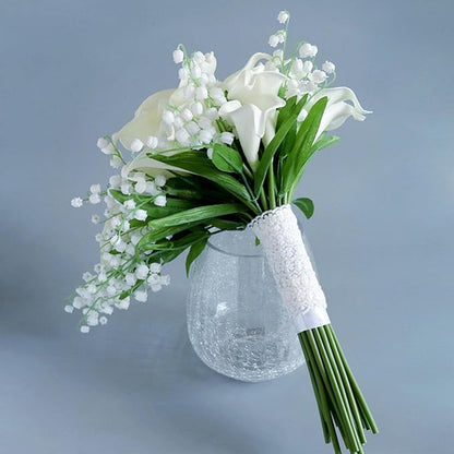 Bride Bouquet for Wedding, White Calla Lily Waterfall Bride Bridal Artificial Flowers Bouquet Cascading Bridal Bouquets for Wedding Ceremony Anniversary Bridal Shower Party Decoration