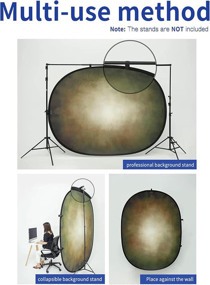 Kate Collapsible Backdrop Double Side Pop up Background Blue & Brown Abstract Folded Double Sided Backdrops for Photography, 5x6.5ft(1.5x2m)