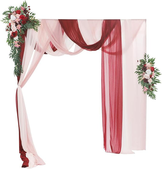 Artificial Wedding Arch Flowers Kit (Pack of 5),2pcs Artificial Hanging Flower Arch Decor,for Wedding Ceremony Arbor Reception Backdrop Rose Floral Party Outdoor Decoration Red