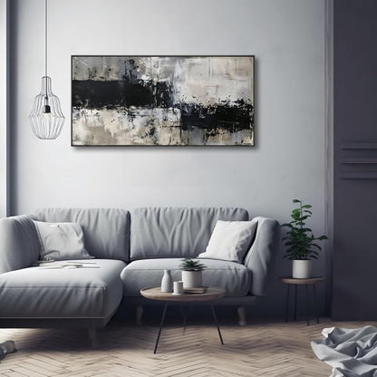 Wall Art Abstract Canvas Painting Black Grey Wall Decor Modern Artwork for Living Room Bedroom Dining Room Home Office Decor Large Framed Ready to Hang 30"x60"