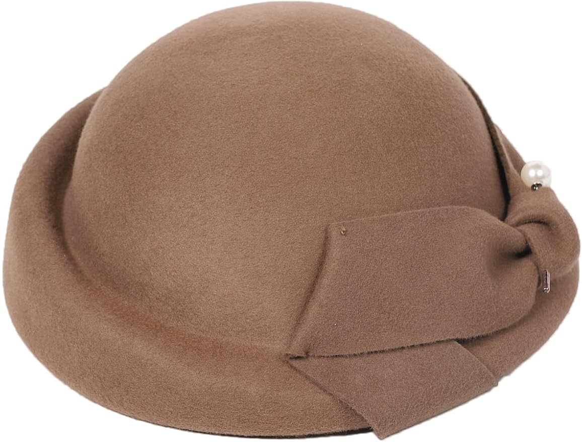 Women Wool Felt Ribbon French Fashion Vintage Millinery Beret Hats Top Cap Ladies Party Wedding Fedoras Chapeau