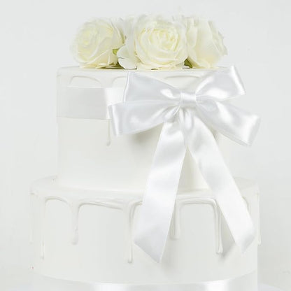 White Ribbon 1 Inch 60 Yards, Versatile Solid Satin Ribbon for Flower Bouquet, Graduation Lei, Crafts, Gift Wrapping, Baby Shower, DIY Bows and Wedding Decorations