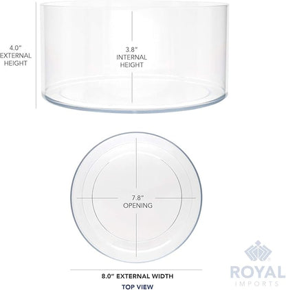 Royal Imports Flower Vase Acrylic Cylinder - Decorative Centerpiece for Home or Wedding - Non Breakable Plastic, 8"X4" Short Round - Clear