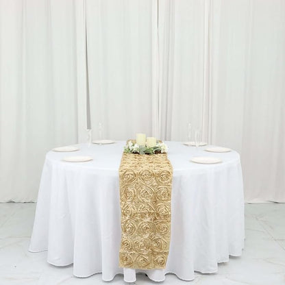 Efavormart Wonderland Rosette Premium Table Runners for Weddings Party Banquets Decor Fit Rectangle and Round Table - Champagne