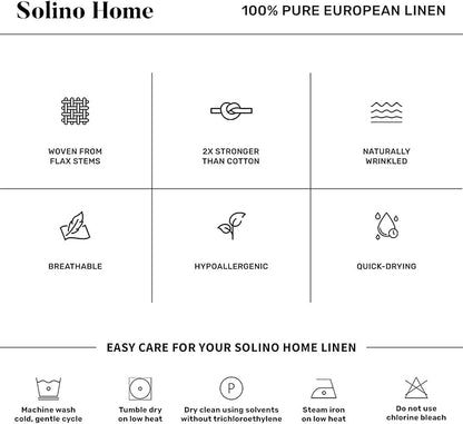 Solino Home 100% Pure Linen Christmas Table Runner 120 Inches Long - Red/White Table Runner 14 x 120 Inch - Handcrafted and Machine Washable - Winter Forest Print
