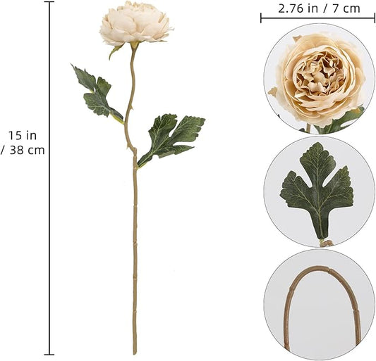 IPOPU 10pcs Beige Peonies Artificial Flowers Silk Peonies with Stems Real Look Fake Peony for Home Table Decorations Wedding Faux Flowers Arrangements