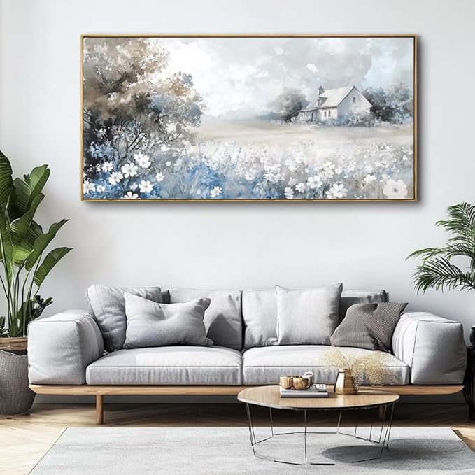 Landscape Abstract Landscape Wall Art - Large Framed Canvas Painting for Living Room, Bedroom, Modern Artwork Decor - 60x30 Inch Ready-to-Hang