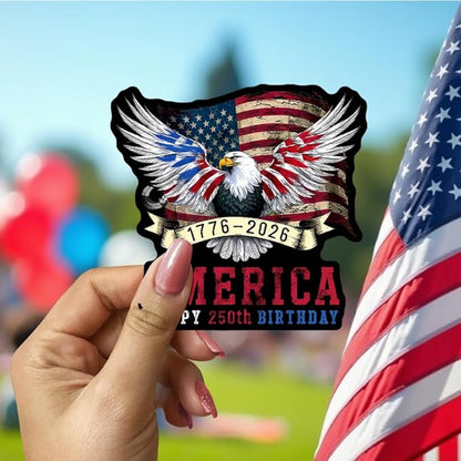 HANDICHI Design 5-Pack 2 Inch America 250th Birthday Stickers (1776–2026), Waterproof Patriotic Eagle & Flag Vinyl Decals