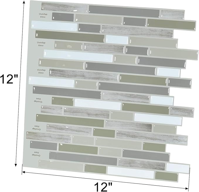 Art3d Peel and Stick Wall Tile for Kitchen/Bathroom Backsplash, 12"x12" (Multi)