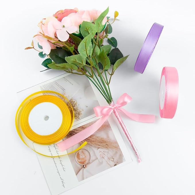 KMER LIFE 1 Inches x 25 Yards Solid White Satin Ribbon, Perfect for Crafts, Wedding Decor, DIY Hair Accessories, Sewing, Gift Package Wrapping and More