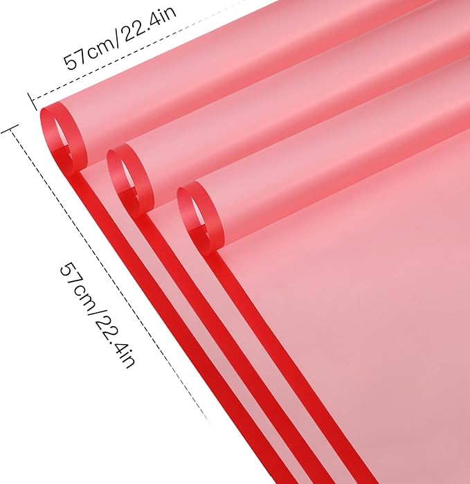 WRAPAHOLIC 20 Sheets Flower Wrapping Paper - 22.4 x 22.4 inch Red Border Water-Resistant Floral Bouquet Wrapping Paper, Florist Supplies Packaging Paper for Wedding Birthday Gift DIY