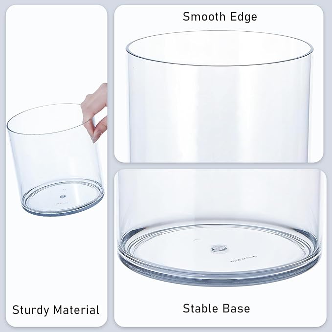 3 Pack Clear Acrylic Vase for Centerpieces 5.9x5.9 Inch Cylinder Wide Mouth Vase for Flowers, Home Decorative, Office, Wedding Party