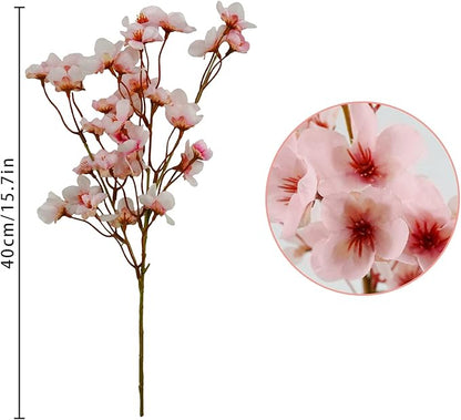 Uieke 8Pcs Artificial Cherry Blossom Flowers, Silk Cherry Blossom Branches, Fake Plum Blossom Flowers Arrangement for DIY Home Wedding Tree Party Decor Pink