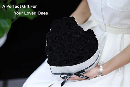 Flowers for Delivery-16 Black Forever Real Roses in a Box, Preserved Rose Gifts for Her, Birthday Anniversary Mothers Day Valentines Day Flower Gifts for Women, Mom, Get Well, Sympathy