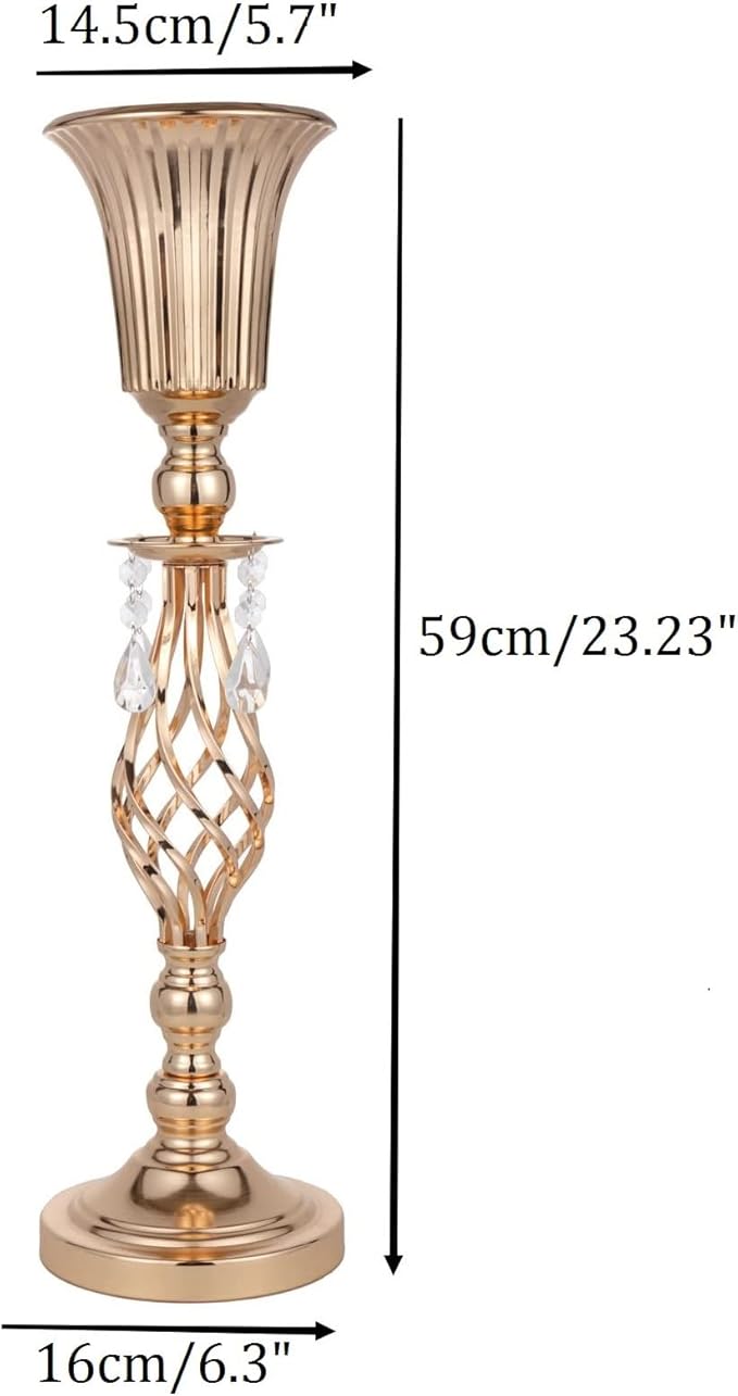 Pack of 10 Wedding Floral Crystal Flower Centerpiece Vases for Reception Centerpieces Party Event, 23.2 inches Versatile Flower Arrangement & Candle Holder Stand