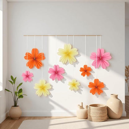 9 Piece Set Paper Flowers Decorations for Wall,3 Sizes 8-14 inch Flower Decor Flower Wall Giant Flowers for Decoration,Classroom Decor