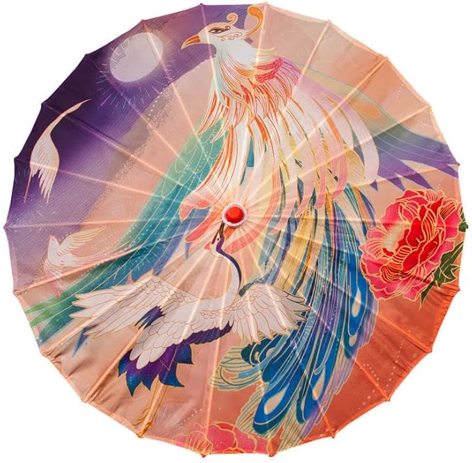 Parasol Chinese Style Classical Oil Paper Umbrella Rainproof Umbrella, Parasol Pendent Floral Mulitcolor Paper and Bamboo Painted Paper Parasol
