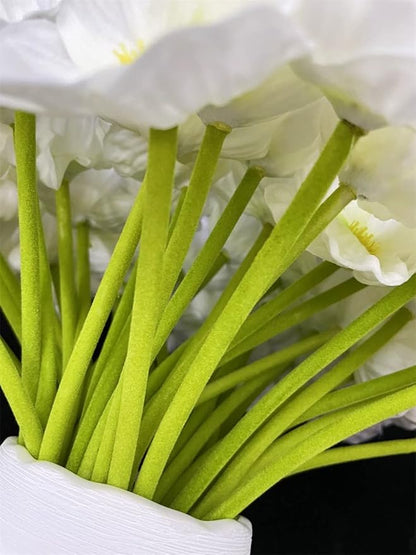 10 PCS High Quaulity Fresh Artificial Mini Real Touch PU/ latex Corn Poppies Decorative Silk fake artificial poppy flowers for Wedding holiday Bridal Bouquet Home Party Decor bridesmaid (White)