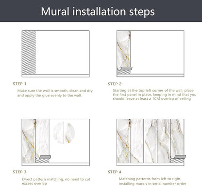 PYFFYP- Gold with White Marble Wallpaper Wall murals for Bathroom(Not Peel and Stick)