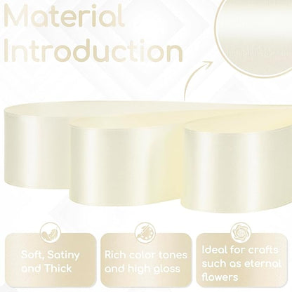 Ivory Ribbon 1-1/2 Inch 30 Yards, Cream Satin Ribbon for Gift Wrapping, Flower Bouquet, Crafts, Baby Shower, Christmas, Wedding and Bow Making