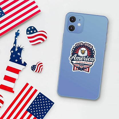 HANDICHI Design 5-Pack 3 Inch USA 250th Anniversary Stickers – Bald Eagle “250 Years of Freedom” Patriotic Vinyl Decals 1776-2026 for Cars, Laptops & Scrapbooks