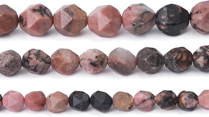 Faceted Natural Rhodochrosite Stone Round Beads 10mm 36cm/Strand for Jewelry Making