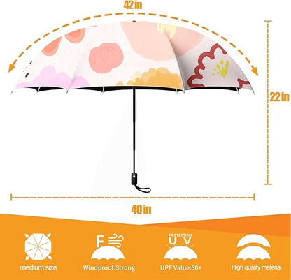 Small Compact Travel Automatic Folding Umbrella for Women, Portable Lightweight, Rain, Wind, UV Sun Shade