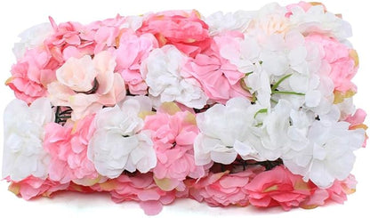16"x 24" Artificial Flower Wall Panels,Flower Wall Mat Silk Flower Panels for Outdoor Garden Backyard Fence Fence Privacy Screen and Indoor Wall Decor(12Pcs Pink+White+Rose Red)