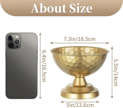 Sziqiqi Urn Vase Gold Centrepiece: 5.5in Small Vintage Vases Set for Table Decorations - Wedding Vase Elegant for Floral Arrangement - Metal Honeycomb Flower Pot for Party Reception Dinner Table
