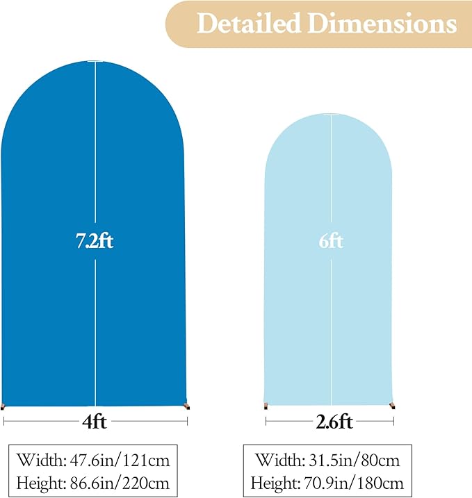 Blue Arch Backdrop Cover Set of 2 Baby Blue Arch Cover 7.2 and 6ft Wedding Arch Cover Stretchy Backdrop Bridal Baby Shower Birthday Party Arches Stand Covers Spandex