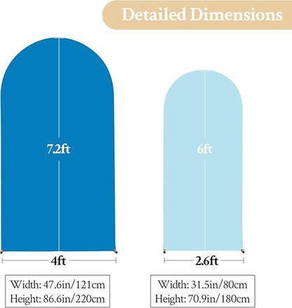 Blue Arch Backdrop Cover Set of 2 Baby Blue Arch Cover 7.2 and 6ft Wedding Arch Cover Stretchy Backdrop Bridal Baby Shower Birthday Party Arches Stand Covers Spandex