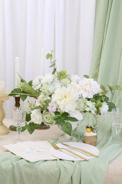 Artificial Flower Combination Box Set Artificial Flower Loose Leaves and Stems DIY Wedding Center Bouquet Bride Wedding Baby Shower（White）