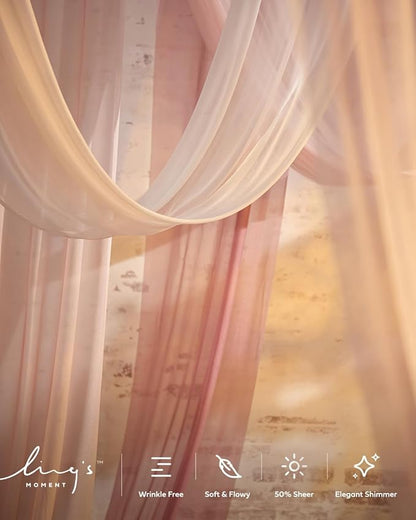 Ling's Moment Wedding Arch Draping Fabric 3 Panels 20Ft Chiffon Fabric,Sheer Draping Fabic for Wedding Arrangement Ceremony Reception Backdrop Party Swag Home Decor (Dusty Rose & Mauve & Blush)