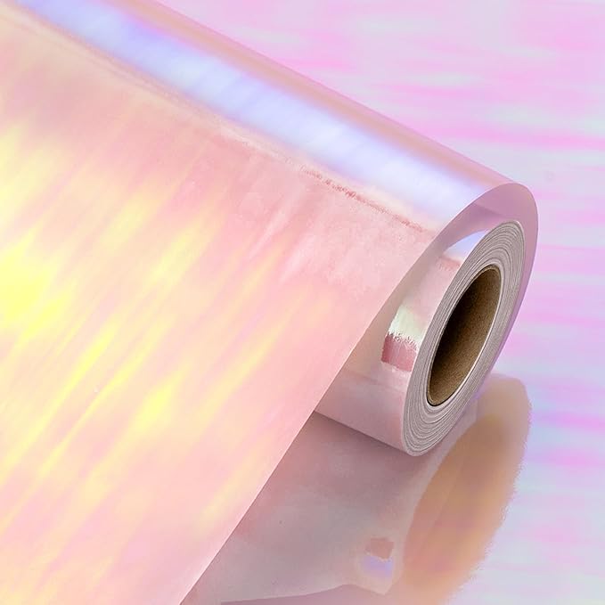 Metallic Iridescent Wrapping Paper - 17Inch x 33Feet - Girly Pink Iridescence Holographic Pattern Girls Fairy Gift Wrap Present Paper for Birthday Wedding Bridal Shower Valentine's Day Mother's Day