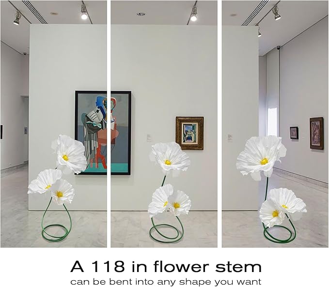 Fake Floral Arrangements Home Outdoor Decorations, Artificial Flower with Stems for Wedding, DIY Wedding Bouquets Centerpieces Arrangements Table Chair Decor Mall Display 3 Pack (White)