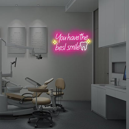 You have the best smile Neon sign, Wall Decor Dimmable Smile Neon Light Business Logo Sign, Dental clinic sign dental neon light, tooth dental care sign, Tooth & Brush Wall Art, Bathroom Wall Decor