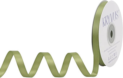 Moss Green Satin Ribbon, Double Faced 3/8 Inch X 25 Yards Moss Green Ribbon, Premium Satin Ribbon for Gift Wrapping, Crafts, Hair Bow Making, Sewing, Flower Bouquet, Wedding Party Decor
