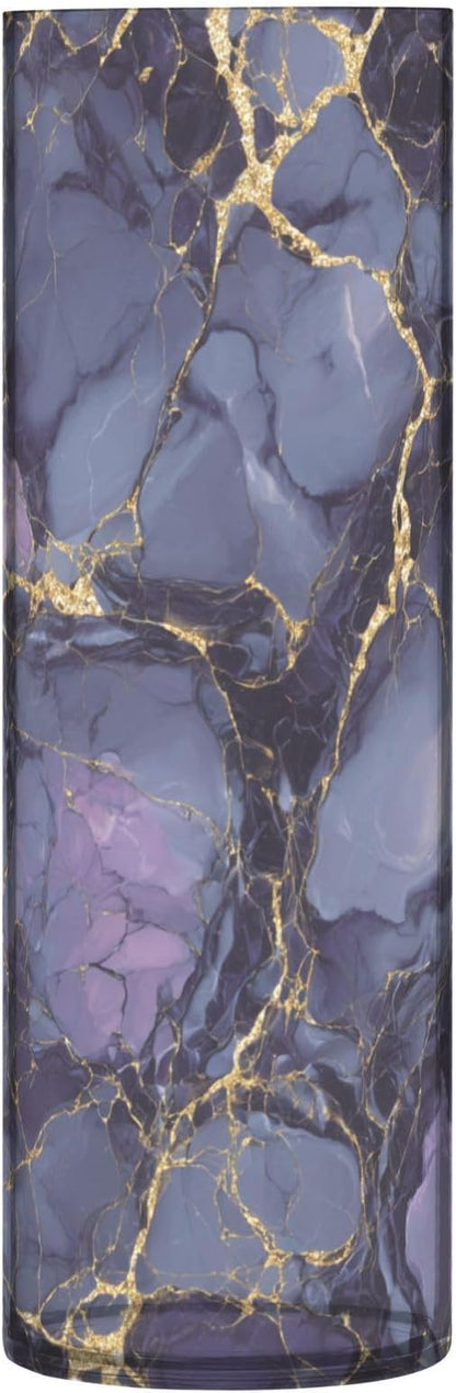 ALAZA Purple and Black Gilded Marble Flower Vases for Home Decor Kitchen Bedroom Living Room Bathroom Office Table Decorations