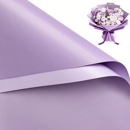 WRAPAHOLIC 20 Sheets Flower Wrapping Paper - 22.4 x 22.4 inch Light Purple Color Water-Resistant Floral Bouquet Wrapping Paper, Florist Supplies Packaging for Wedding Birthday Gift DIY
