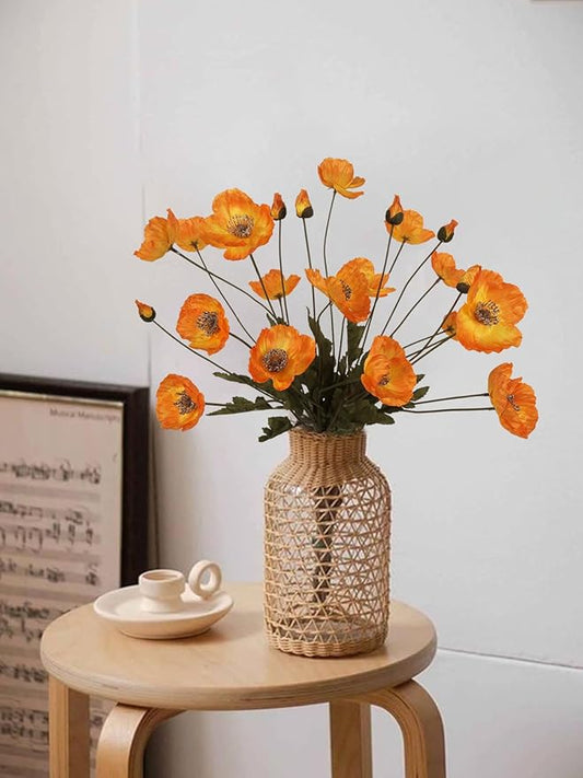 IPOPU Silk Poppies - 6pcs Realistic Orange Flowers for Wedding & Party Decorations