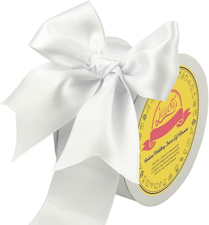 Double Face Satin Ribbon 2 inch X 25 Yards Polyester White Ribbon for Gift Wrapping Very Suitable for Weddings Party Hair Bow Invitation Decorations and More