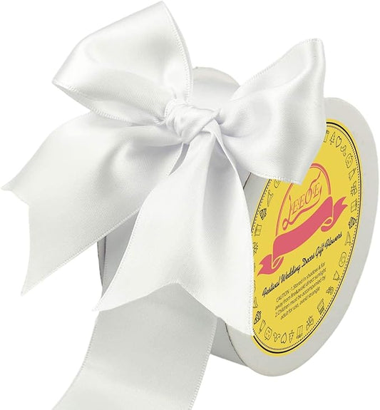 Double Face Satin Ribbon 2 inch X 25 Yards Polyester White Ribbon for Gift Wrapping Very Suitable for Weddings Party Hair Bow Invitation Decorations and More